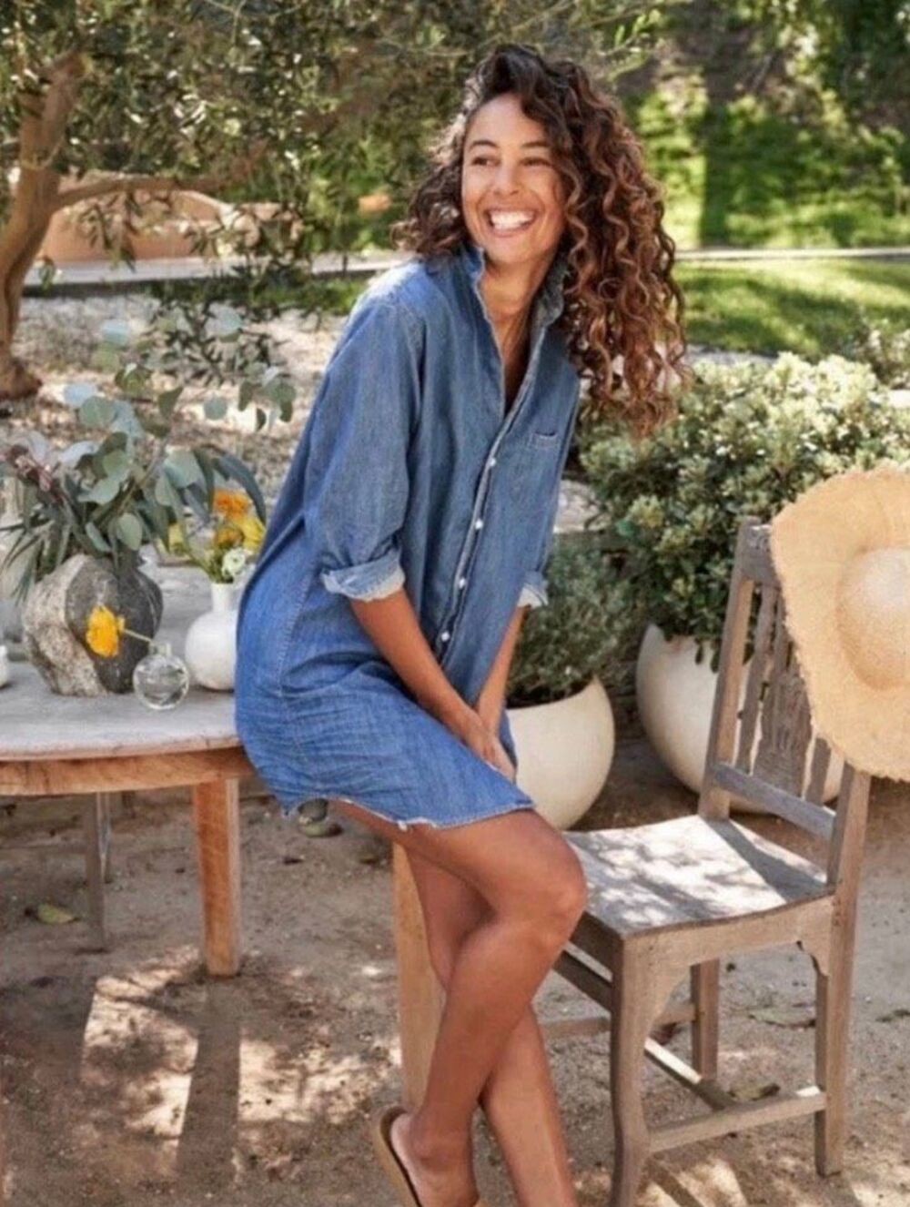 Frank & Eileen Mary denim mini shirt dress indigo 100% cotton sz XXS